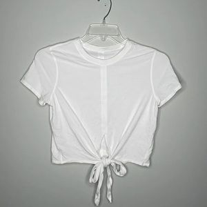 LULULEMON ATHLETICA crop front-tie shirt, white, size 2